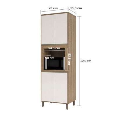 Paneleiro 70cm Nicho Para Microondas 4 Portas 2 Prateleiras