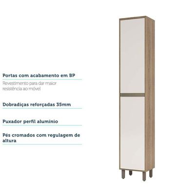 Paneleiro 40 Cm 2 Portas De Abrir Mel Vanilla C/Pérola Off