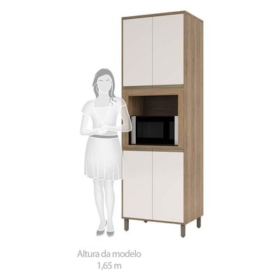 Paneleiro 70cm Nicho Para Microondas 4 Portas 2 Prateleiras