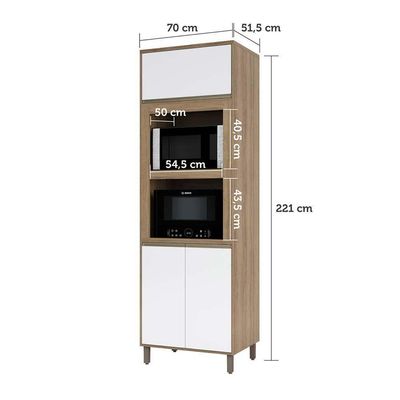 Paneleiro 70cm Duplo Nicho 2 Portas 1pt Basculante 1 Prat