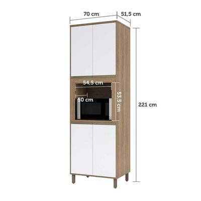 Paneleiro 70cm Nicho Para Microondas 4 Portas 2 Prateleiras