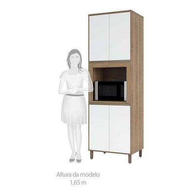 Paneleiro 70cm Nicho Para Microondas 4 Portas 2 Prateleiras