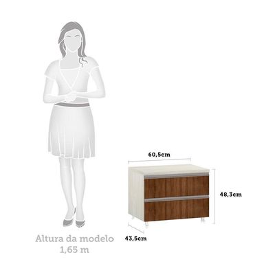 Mesa De Cabeceira Prime Plus 60 Cm Legno Crema C/ Dourado