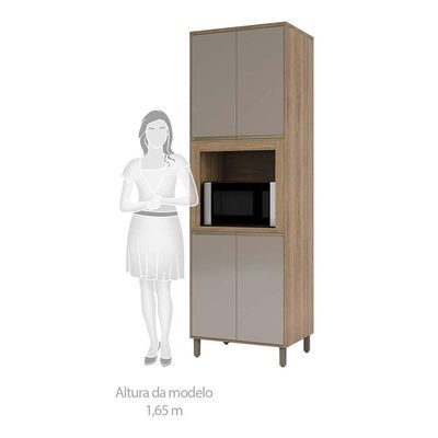 Paneleiro 70cm Nicho Para Microondas 4 Portas 2 Prateleiras