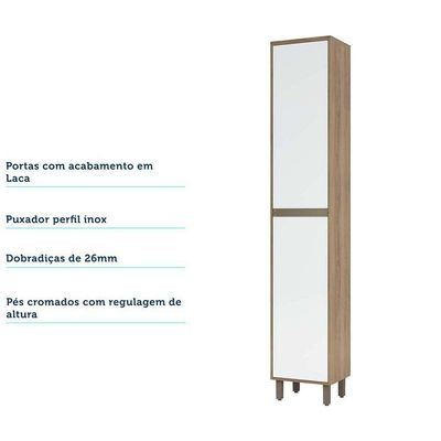 Paneleiro 40 Cm 2 Portas De Abrir Mel Vanilla C/Branco