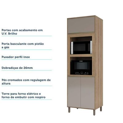 Paneleiro 70cm Duplo Nicho 2 Portas 1pt Basculante 1 Prat