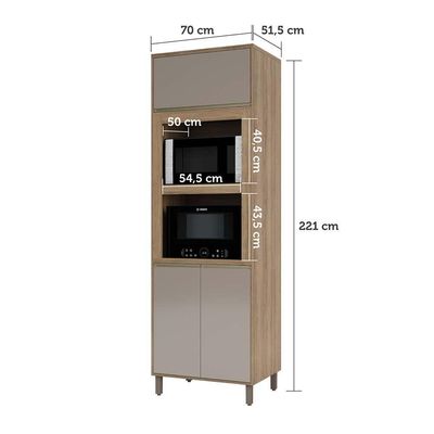 Paneleiro 70cm Duplo Nicho 2 Portas 1pt Basculante 1 Prat