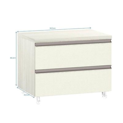 Mesa De Cabeceira Prime Plus 60 Cm Legno Crema Com Kashmir