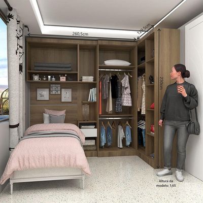 Quarto De Canto Solteiro Com Guarda Roupas Cabeceira E Mesa De Cabeceira Paris Luciane Móveis Avel
