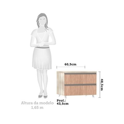 Mesa De Cabeceira Luciane 2 Gavetas Prime Plus 60 Cm Cumaru