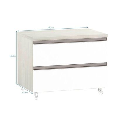 Mesa De Cabeceira Prime Plus 60 Cm Legno Crema C/ Branco Mat