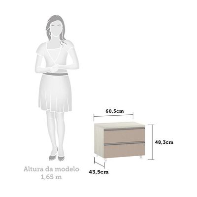 Mesa De Cabeceira Prime Plus 60 Cm Legno Crema Com Connect