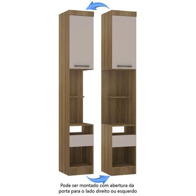 Mesa De Cabeceira Alta 38cm 1 Porta E 1 Gaveta Paris Luciane Móveis Avelã Pf Com Cinammon Pf