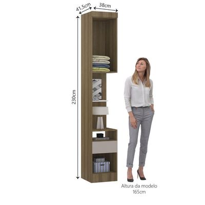 Mesa De Cabeceira Alta 38cm 1 Porta E 1 Gaveta Paris Luciane Móveis Avelã Pf Com Cinammon Pf