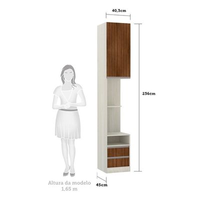 Mesa De Cabeceira Esquerdo Prime Plus Legno Crema C/ Dourado