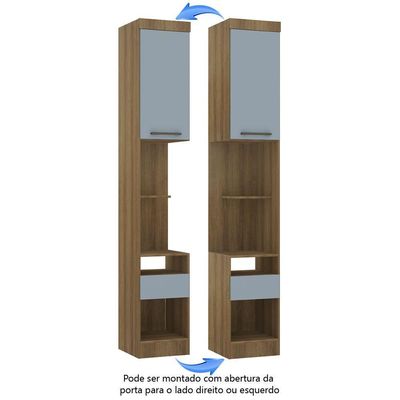 Mesa De Cabeceira Alta 38cm 1 Porta E 1 Gaveta Paris Luciane Móveis Avelã Pf Com Grey Sky Pf