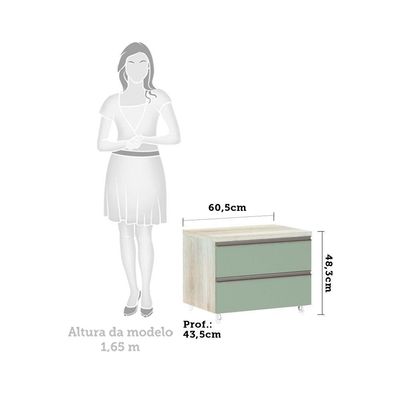 Mesa De Cabeceira 2 Gavetas Prime Plus 60 Cm Verde Jade