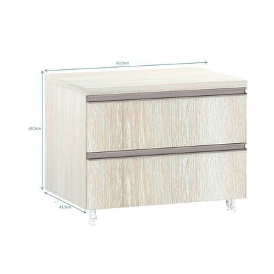 Mesa De Cabeceira 2 Gavetas Prime Plus 60 Cm Legno Crema
