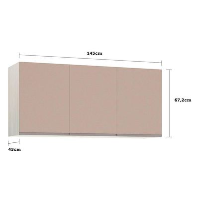 Maleiro Ponte Casal 3 Portas Plus 145 Cm Crema Com Connect