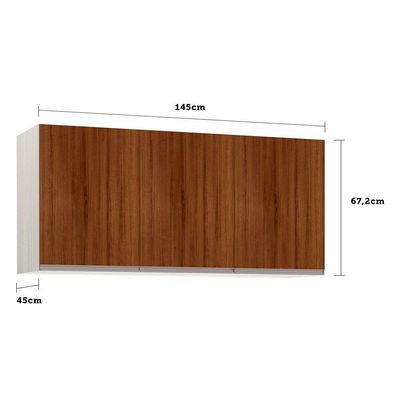 Maleiro Ponte Casal 3 Portas 145Cm Crema C/ Dourado