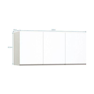 Maleiro Ponte Casal 3 Portas 145Cm Crema Com Branco Mat