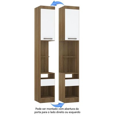 Mesa De Cabeceira Alta 38cm 1 Porta E 1 Gaveta Paris Luciane Móveis Avelã Pf Com Branco Pf