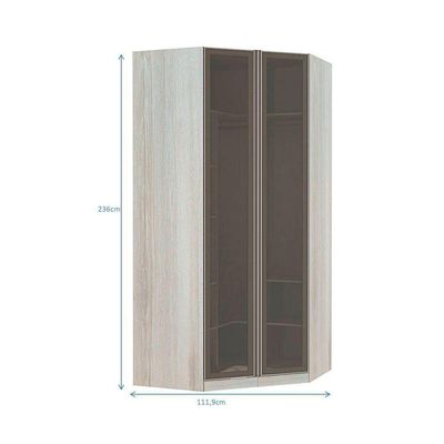 Guarda-roupa Solteiro Canto Closet 2 Portas Legno Crema