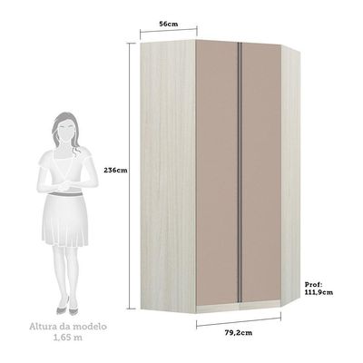Guarda-roupa Canto 2 Portas Legno Crema Com Connect