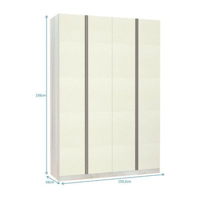 Guarda-roupa 4 Portas 160 Cm Legno Crema Com Kashmir