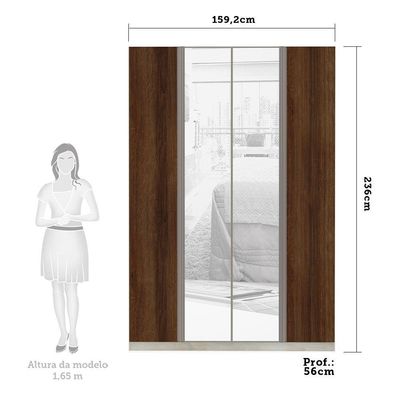 Guarda-roupa 4 Portas 160Cm Crema Com Nogueira Dourado