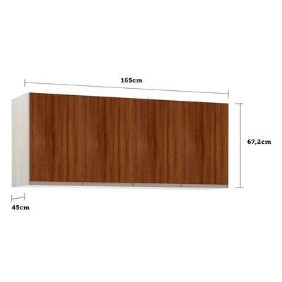 Maleiro Casal 4 Portas 165 Cm Crema Com Nogueira Dourado