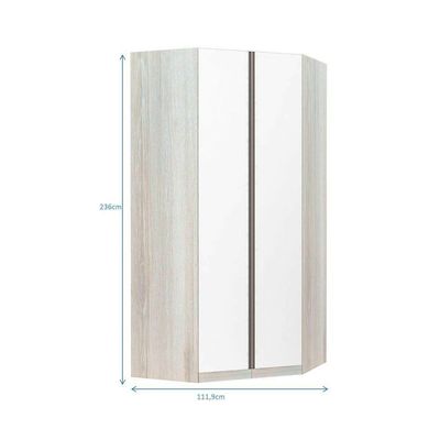 Guarda-roupa Canto 2 Portas Legno Crema Com Branco Mat
