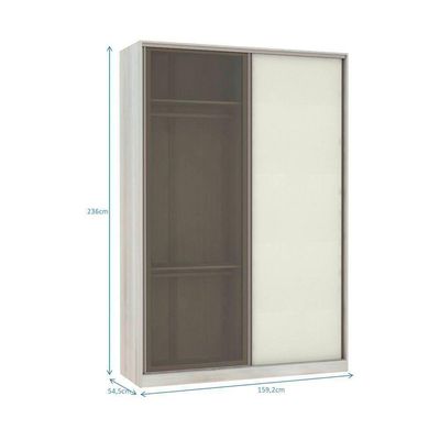 Guarda-roupa 2 Portas De Correr 8 Cm Crema Com Kashmir