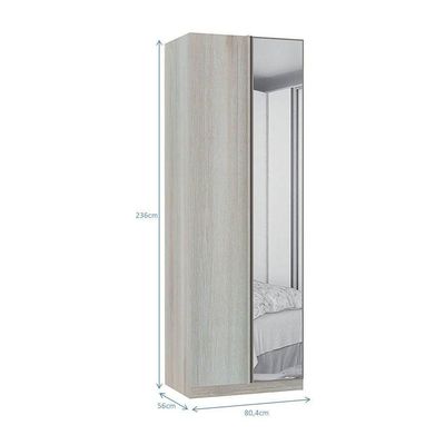 Guarda-roupa Canto Com Espelho 80cm Legno Crema