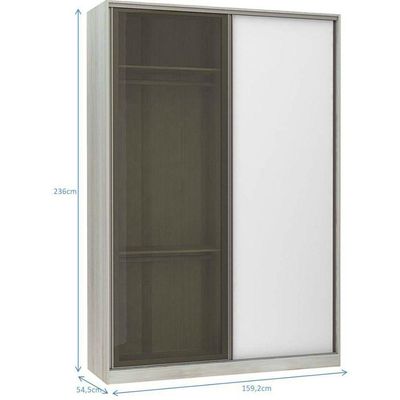 Guarda-roupa 2 Portas De Correr 8 Cm Crema Com Branco Mat