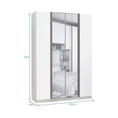 Guarda-roupa 4 Portas 160 Cm Legno Crema Com Branco Mat