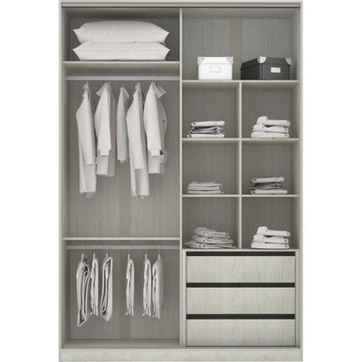 Guarda-roupa 2 Portas De Correr 8 Cm Crema Com Branco Mat
