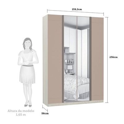 Guarda-roupa 4 Portas 160 Cm Legno Crema Com Connect