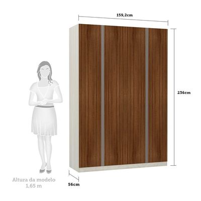 Guarda-roupa 4 Portas 160Cm Crema Com Nogueira Dourado