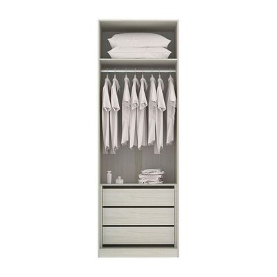 Guarda-roupa 2 Portas Com Vidro 80cm Legno Crema