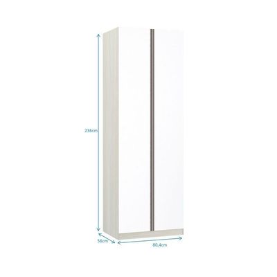 Guarda-roupa 2 Portas 80 Cm Legno Crema Com Branco Mat