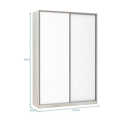 Guarda-roupa 2 Portas De Correr 160Cm Crema Com Branco Mat