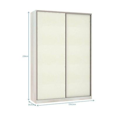 Guarda-roupa 2 Portas De Correr 160Cm Crema Com Kashmir