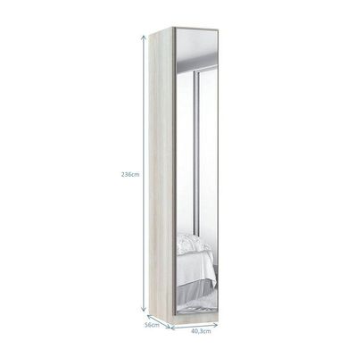 Guarda-roupa 1 Porta Com Espelho 40cm Legno Crema