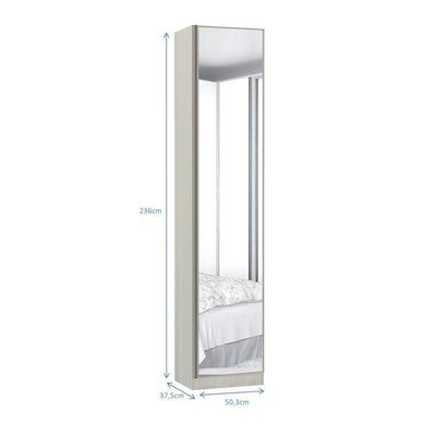 Guarda-Roupa 1 Porta Com Espelho 50Cm Prime Plus Legno Crema