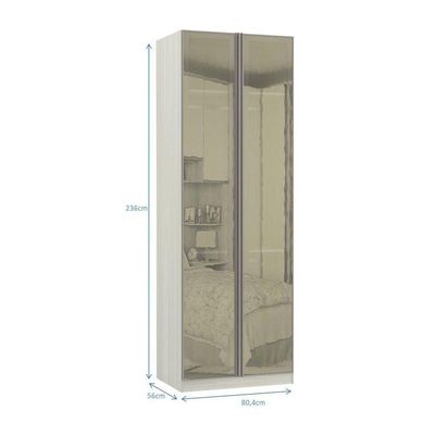 Guarda-roupa 2 Portas Com Vidro 80cm Legno Crema