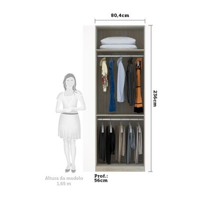 Guarda-roupa 2 Portas Com Cabideiro E Espelho 80cm Crema