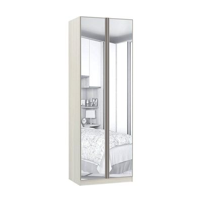 Guarda-roupa 2 Portas Com Cabideiro E Espelho 80cm Crema