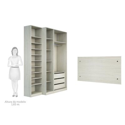 Guarda Roupa, 3 Gavetas, Sapateira E Cabeceira Casal Crema