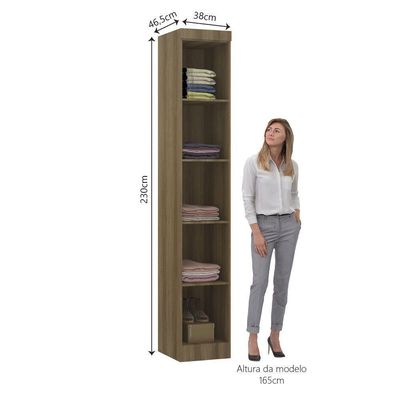 Guarda Roupa Modulado 38cm 1 Porta Paris Luciane Móveis Avelã Pf Com Rosa Pf